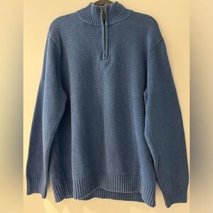 Vintage L.L. Bean Men's Quarter Zip-Up Sweater in Blue Size XL